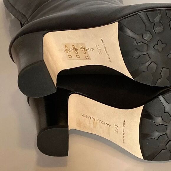 Manolo Blahnik Cantuna Square-toe Leather Boots size 37.5 - Picture 8 of 11